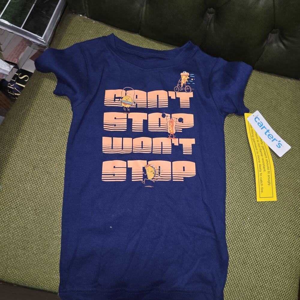Carter's Size 6 Blue TShirt "Can't Stop Won't Stop" NWT